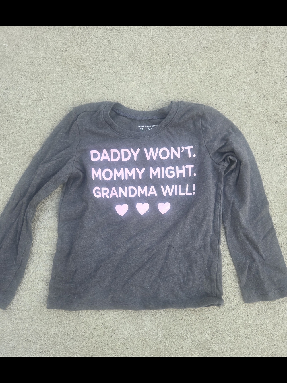 The Children's Place Gray Long-Sleeve Shirt with Pink Slogan